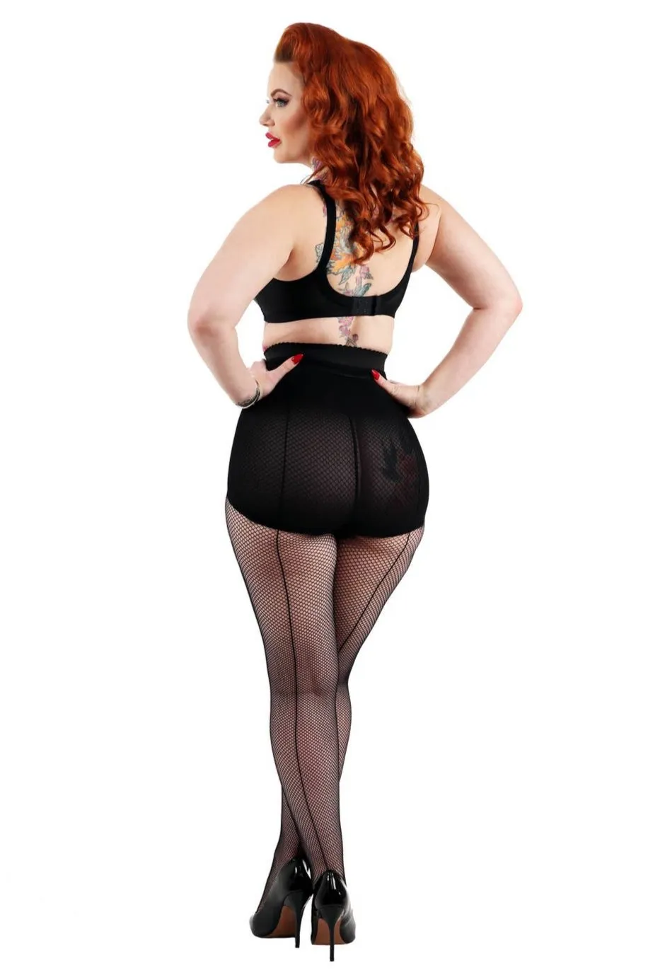 Backseam Fishnet Tights in Black