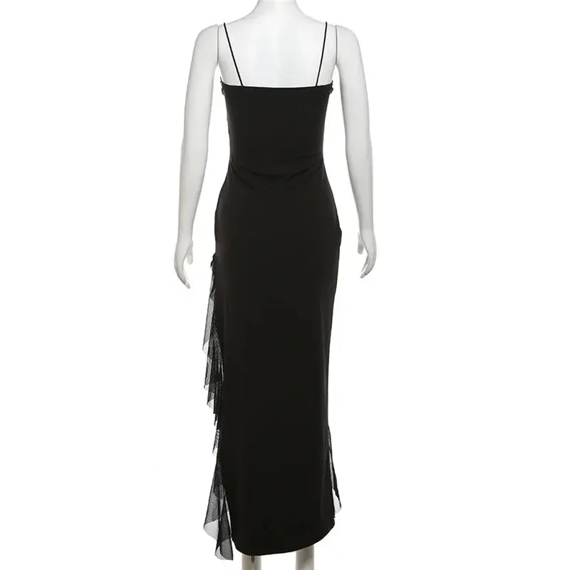 Bonnyshow Fashionable Lace Up Placket, Mid Length Skirt, Sexy One Line Collar, Club Slim Fit, Irregular Dress for Women