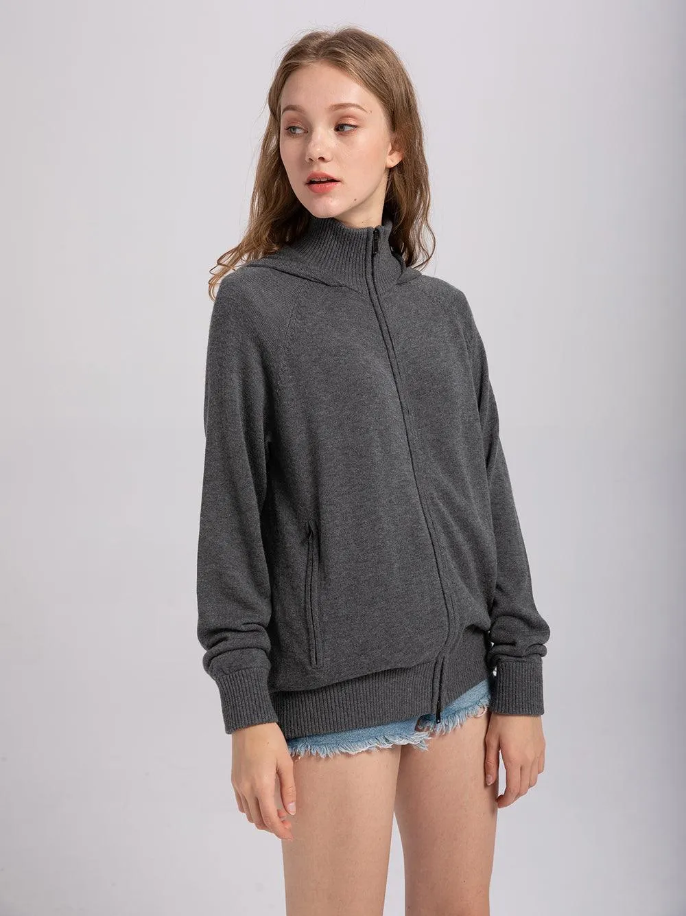 Eco Innovative Hoodie Sweater in Charcoal Grey 拉鍊連帽針織毛衣 (花灰色)