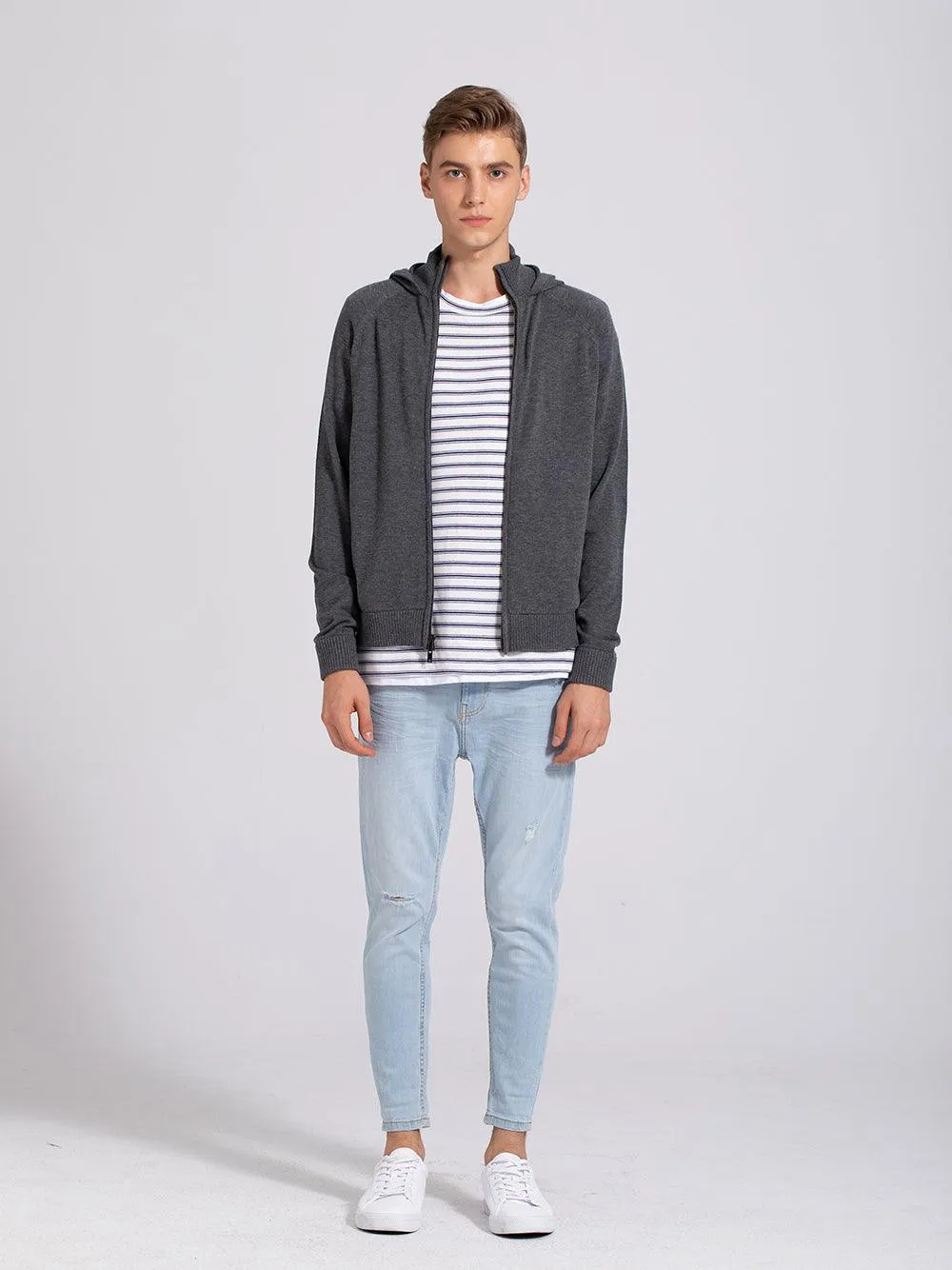 Eco Innovative Hoodie Sweater in Charcoal Grey 拉鍊連帽針織毛衣 (花灰色)