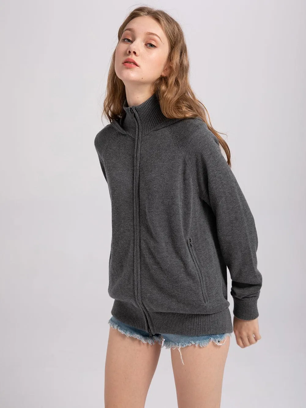 Eco Innovative Hoodie Sweater in Charcoal Grey 拉鍊連帽針織毛衣 (花灰色)