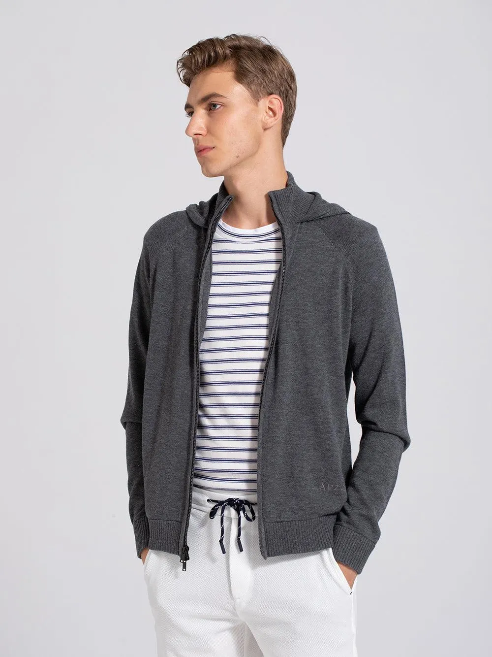 Eco Innovative Hoodie Sweater in Charcoal Grey 拉鍊連帽針織毛衣 (花灰色)