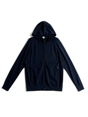 Eco Innovative Hoodie Sweater in Dark Navy 拉鍊連帽針織毛衣 (深藍色)