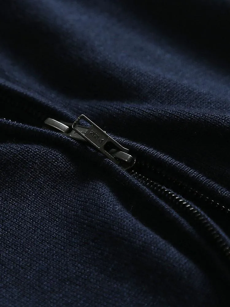 Eco Innovative Hoodie Sweater in Dark Navy 拉鍊連帽針織毛衣 (深藍色)