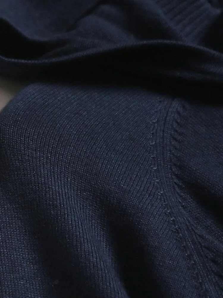 Eco Innovative Hoodie Sweater in Dark Navy 拉鍊連帽針織毛衣 (深藍色)