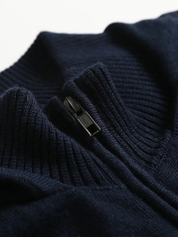 Eco Innovative Hoodie Sweater in Dark Navy 拉鍊連帽針織毛衣 (深藍色)