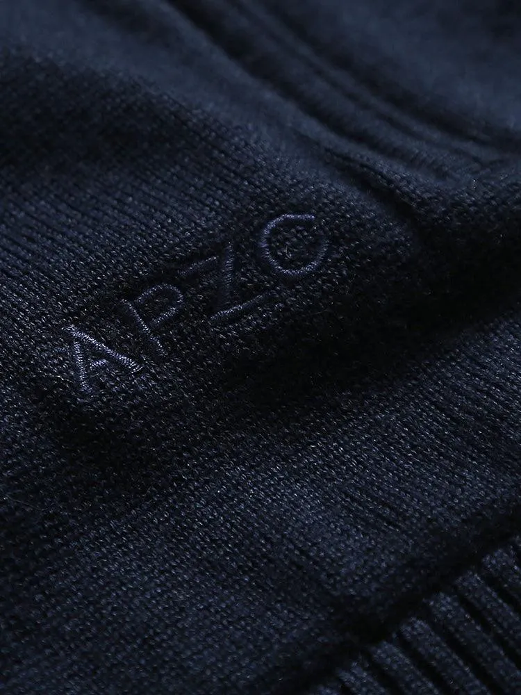 Eco Innovative Hoodie Sweater in Dark Navy 拉鍊連帽針織毛衣 (深藍色)