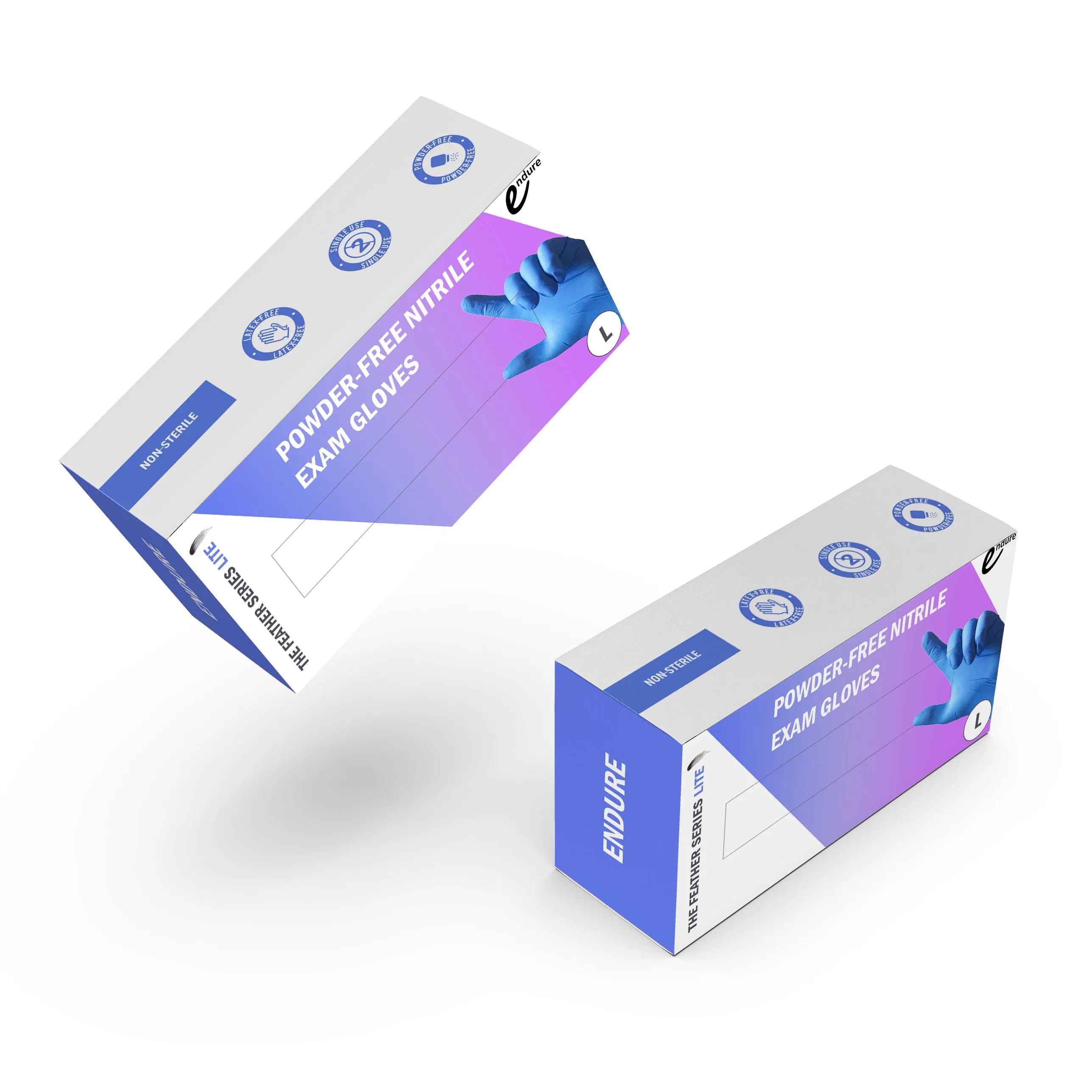 Endure Feather Lite Series Nitrile Exam Glove (100 per box, 10 boxes per case)