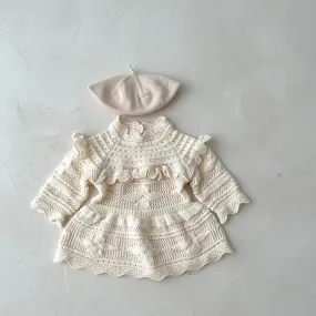 Knitted Baby Girls Suit - 3PCS Outfits Set