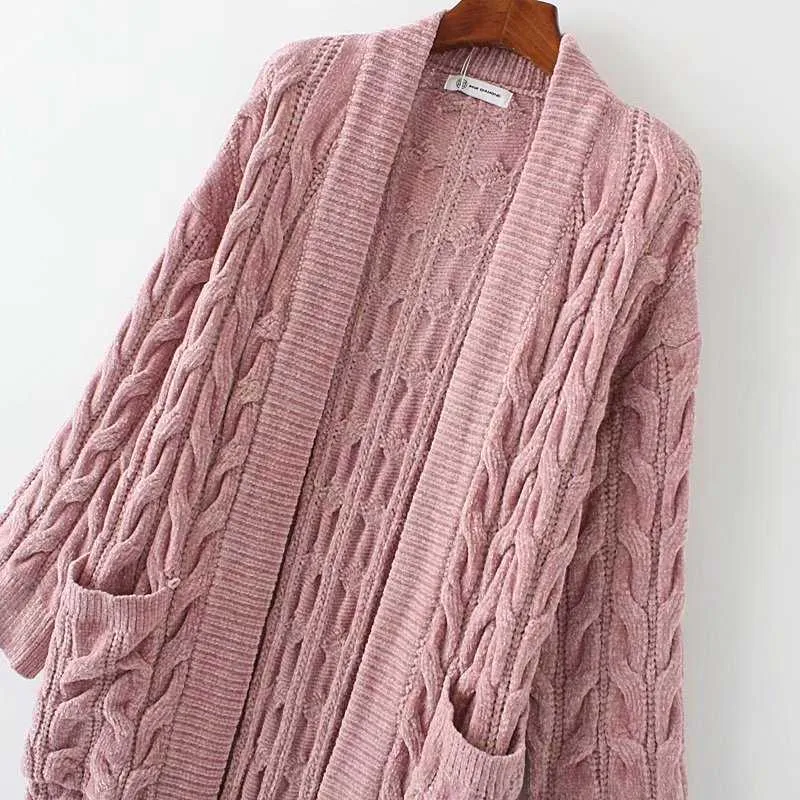 Oversized Boho French Braid Braided Knit Long Cardigan Sweaters