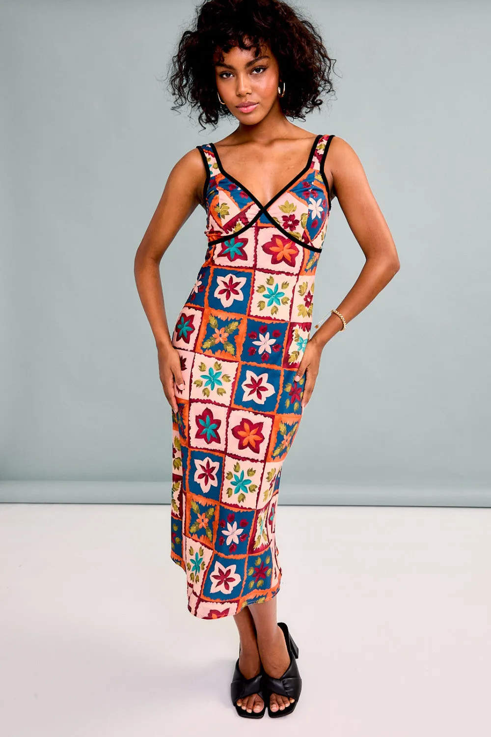 Paros Patchwork Midi Dress