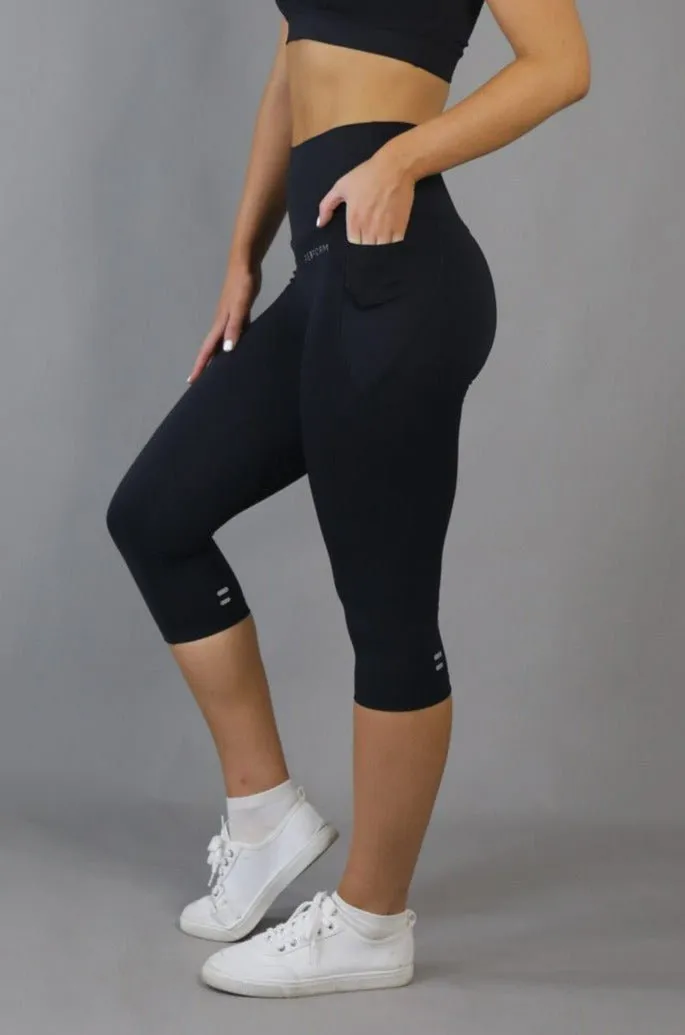Perform High Waist 3/4 - Black