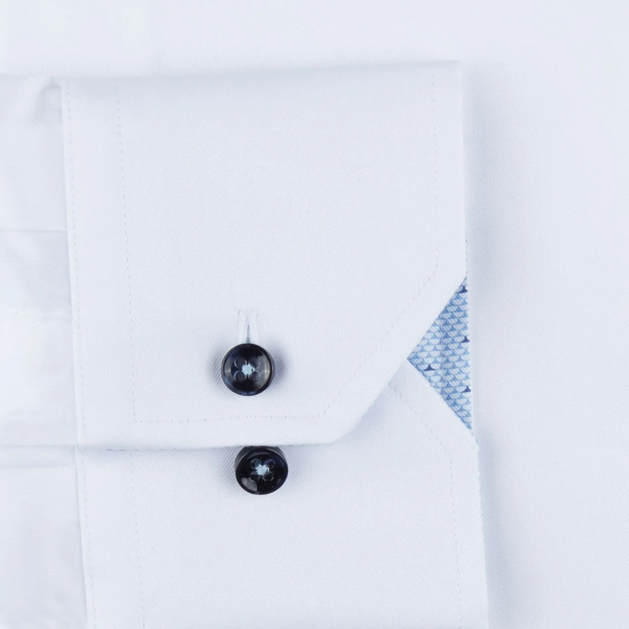 Stenstroms White Fitted Body Shirt With Contrast