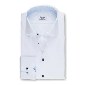 Stenstroms White Fitted Body Shirt With Contrast