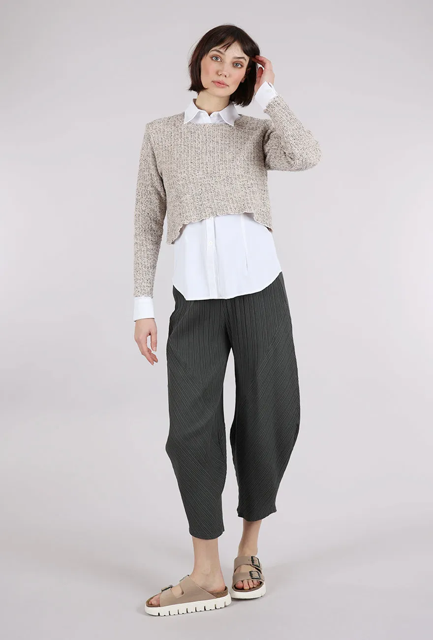 Texture Knit Curve Crop Sweater, Pearly