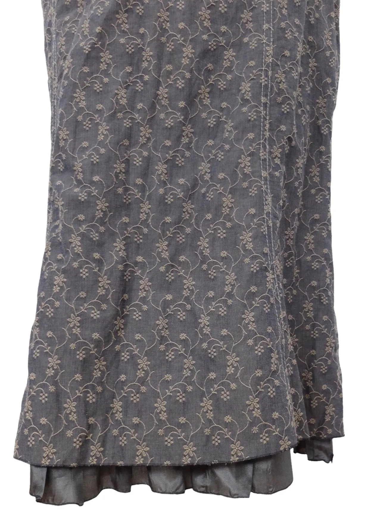 Vintage 90s Y2K Bohemian Preppy Brown Floral Mid-Rise Trumpet Circle Midi Skirt | Size S