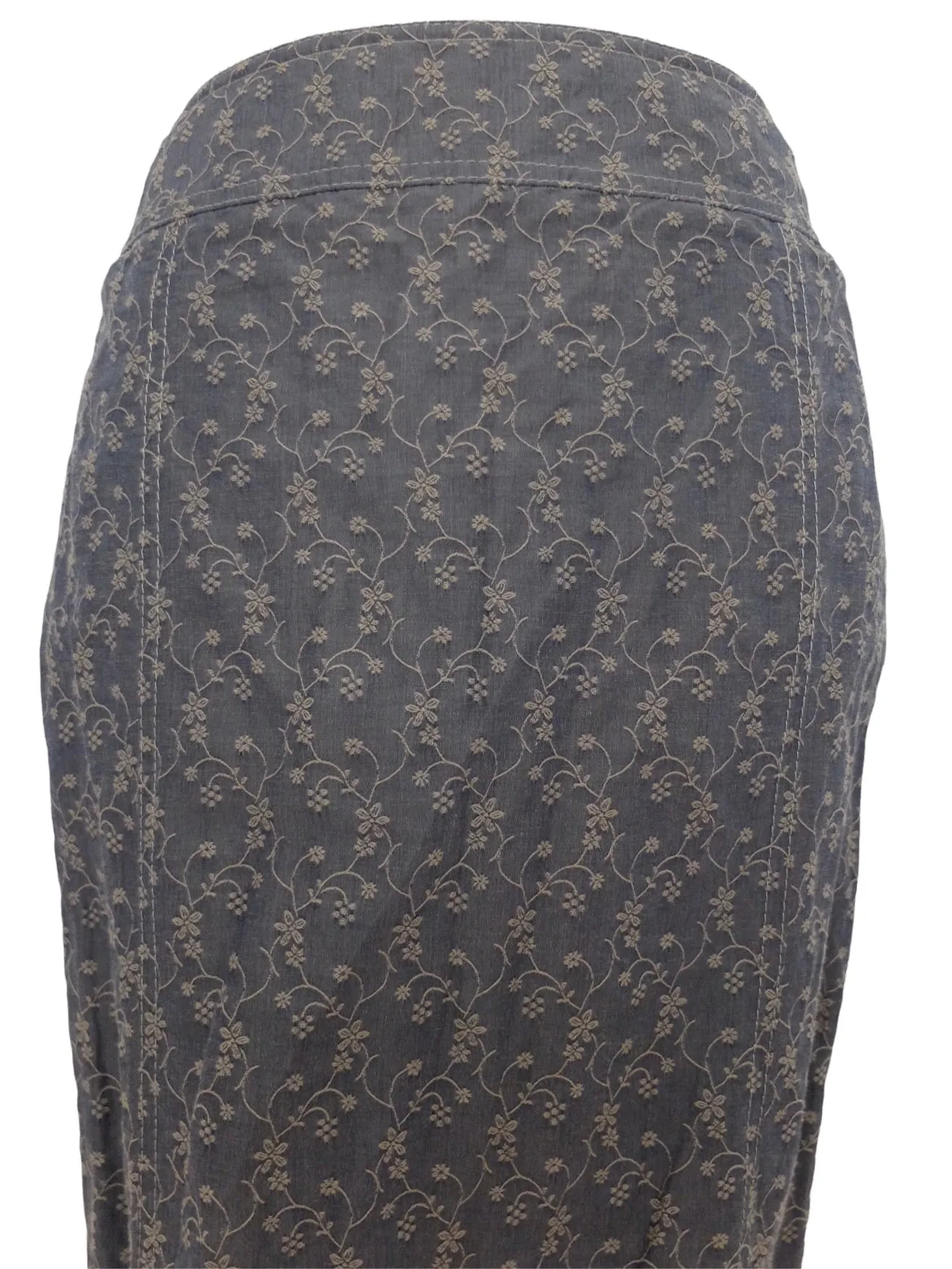 Vintage 90s Y2K Bohemian Preppy Brown Floral Mid-Rise Trumpet Circle Midi Skirt | Size S
