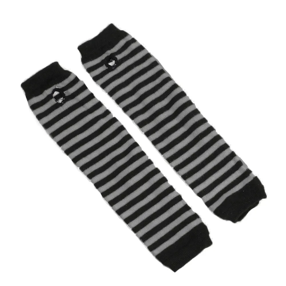Winter Warm Long Sleeves Gloves - Fingerless Stripe Hip-Hop Knitted Elbow Mittens Elastic Warmer Arm