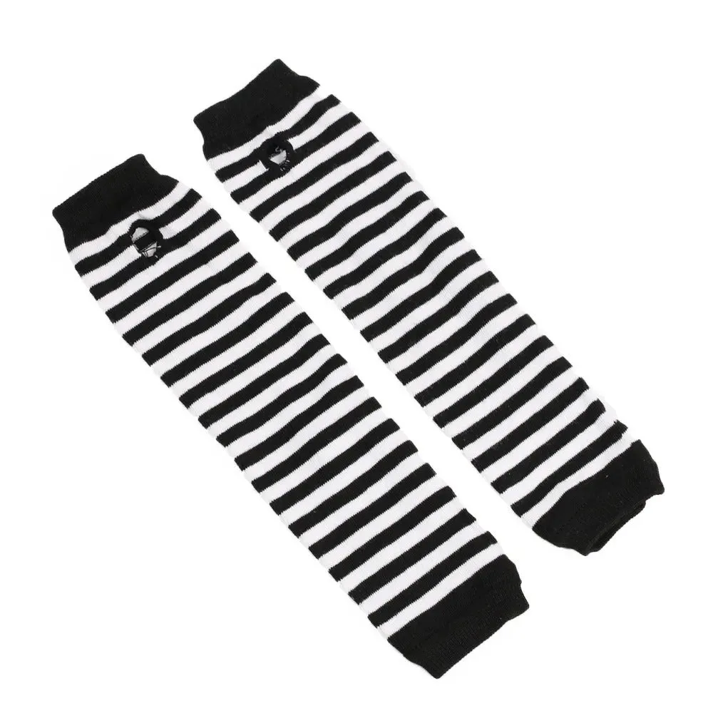 Winter Warm Long Sleeves Gloves - Fingerless Stripe Hip-Hop Knitted Elbow Mittens Elastic Warmer Arm