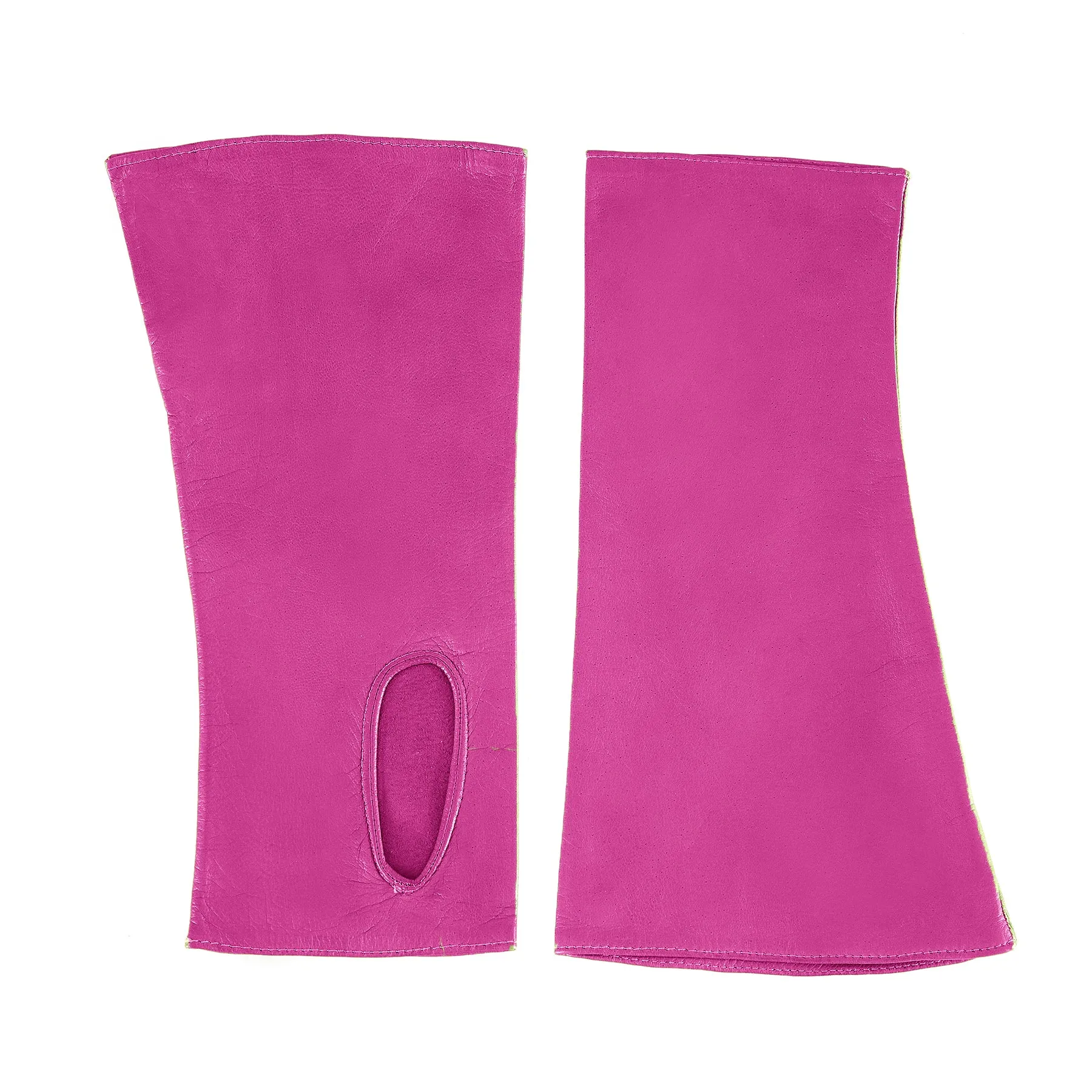 Women's fingerless pink nappa leather gloves unlined